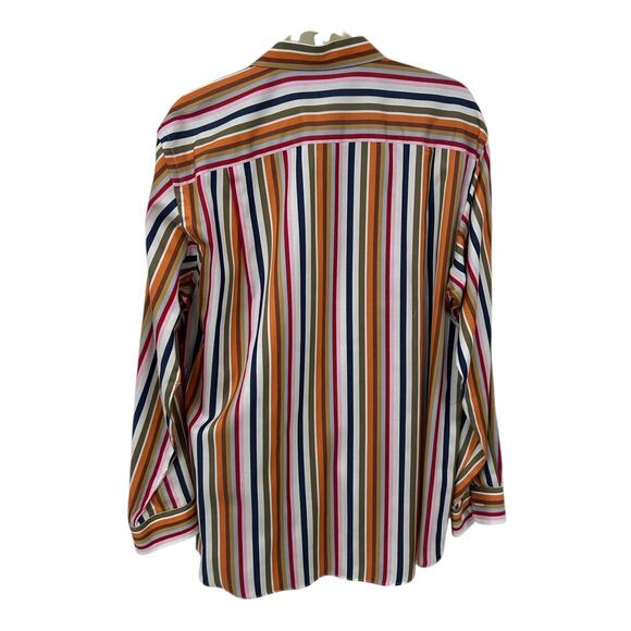 Paul Fredrick Multicolor Stripe 100% Performance Cotton Sport Shirt Mens Large - Picture 4 of 4